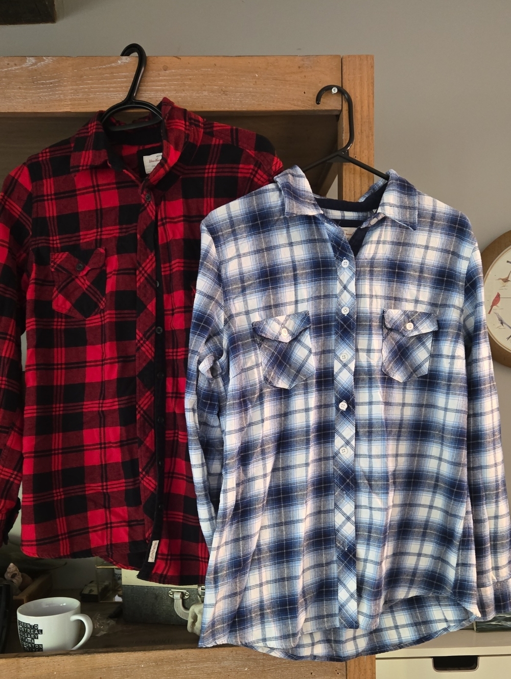 Two Weatherproof Red & Blue Plaid Button-Down Shirt Duo